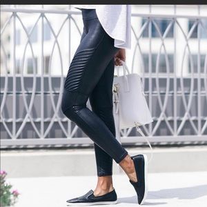 Spanx Small S Faux Leather Moto Leggings Pants